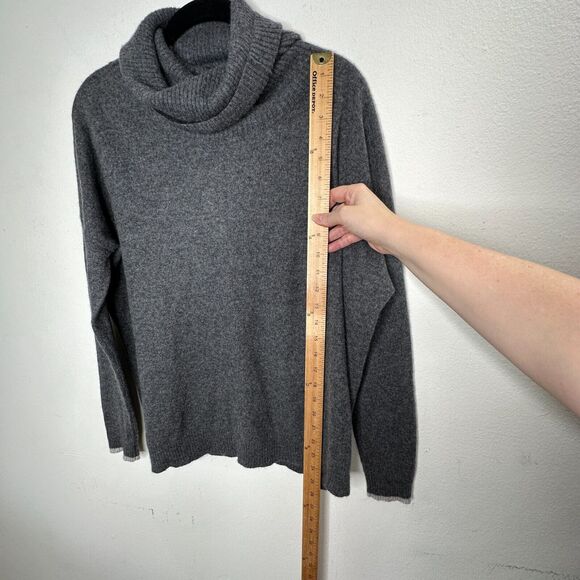 Three Dots 100% Cashmere Carbon Gray Boxy Turtle Neck Long Sleeve Sweater Small - Picture 9 of 10
